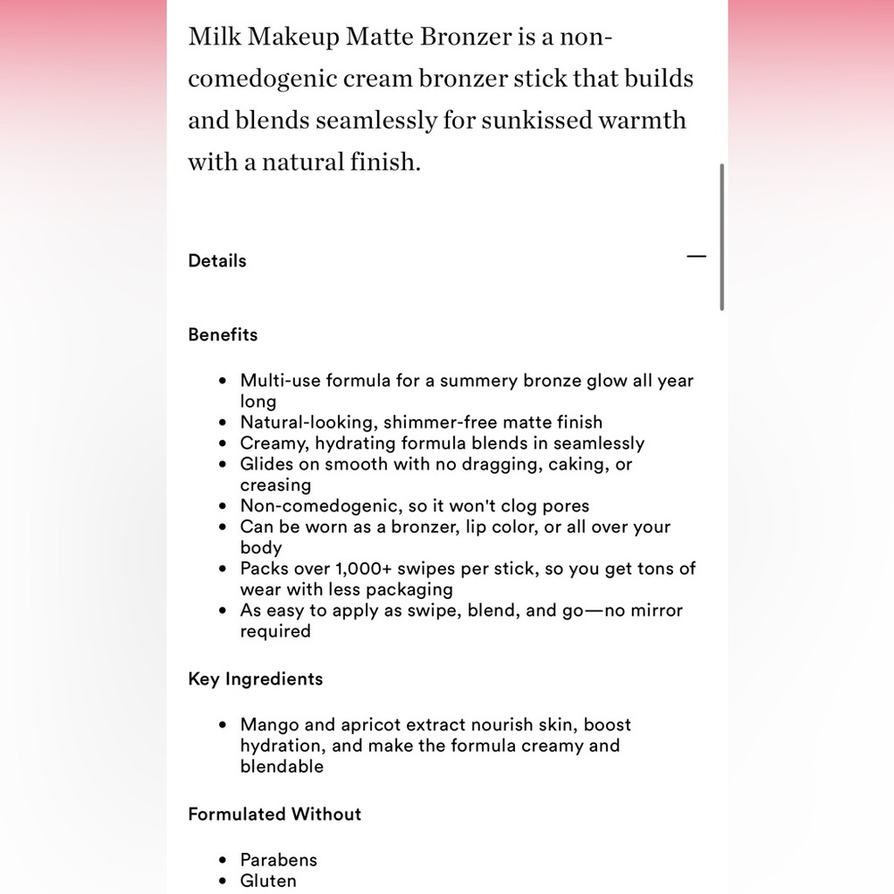 Milk ‘Baked’ Matte Cream Bronzer Stick - Picture 13 of 13